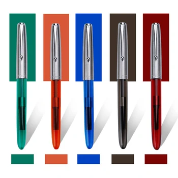 

5PCS Set High Quality JINHAO 51A Fountain Pen Transparent 0.38MM Extra Fine Nib Ink Pens School & Office Supplies Christmas Gift