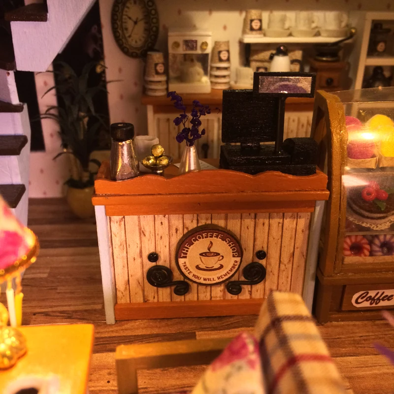 Casa de madera, el tiempo de tallado, juguetes para niños, regalo de cumpleaños, casa de muñecas en miniatura, casa de muñecas DIY con muebles, regalos para niños - 5
