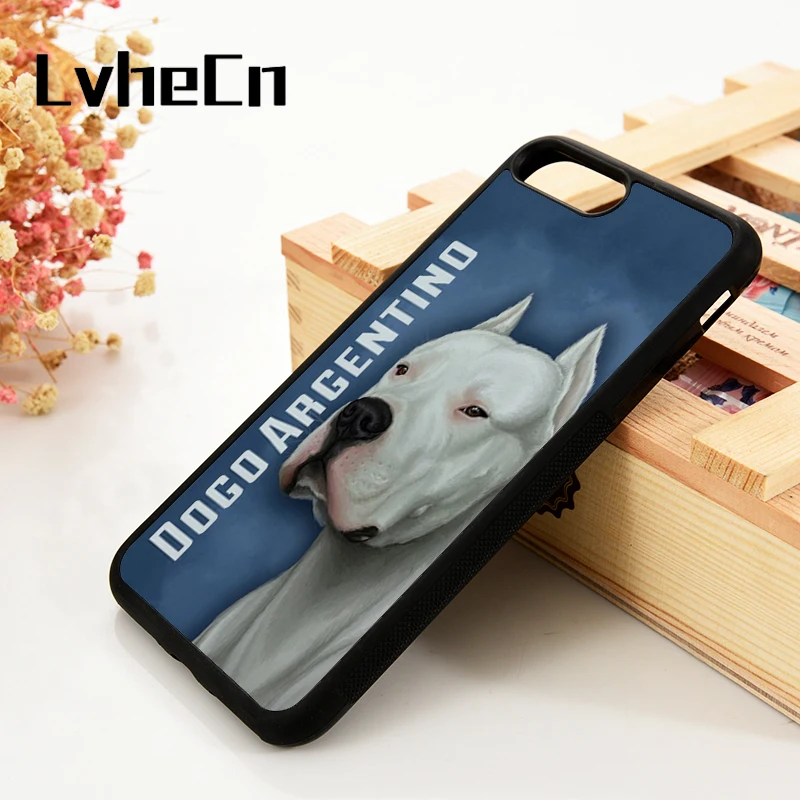 

LvheCn 5 5S SE 6 6S Phone Cover Cases For iPhone 7 8 PLUS X Xs Max XR Soft Silicone Rubber Dogo Argentino - Dog Pet