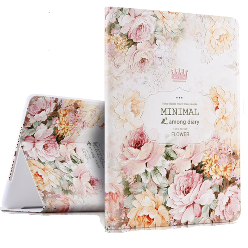 

For iPad Air 1 Case Luxury 3D Relief Floral Smart Magnet Auto Sleep/Wake up Leather Stand Cover for iPad 5 Capa Para+Film +Pen