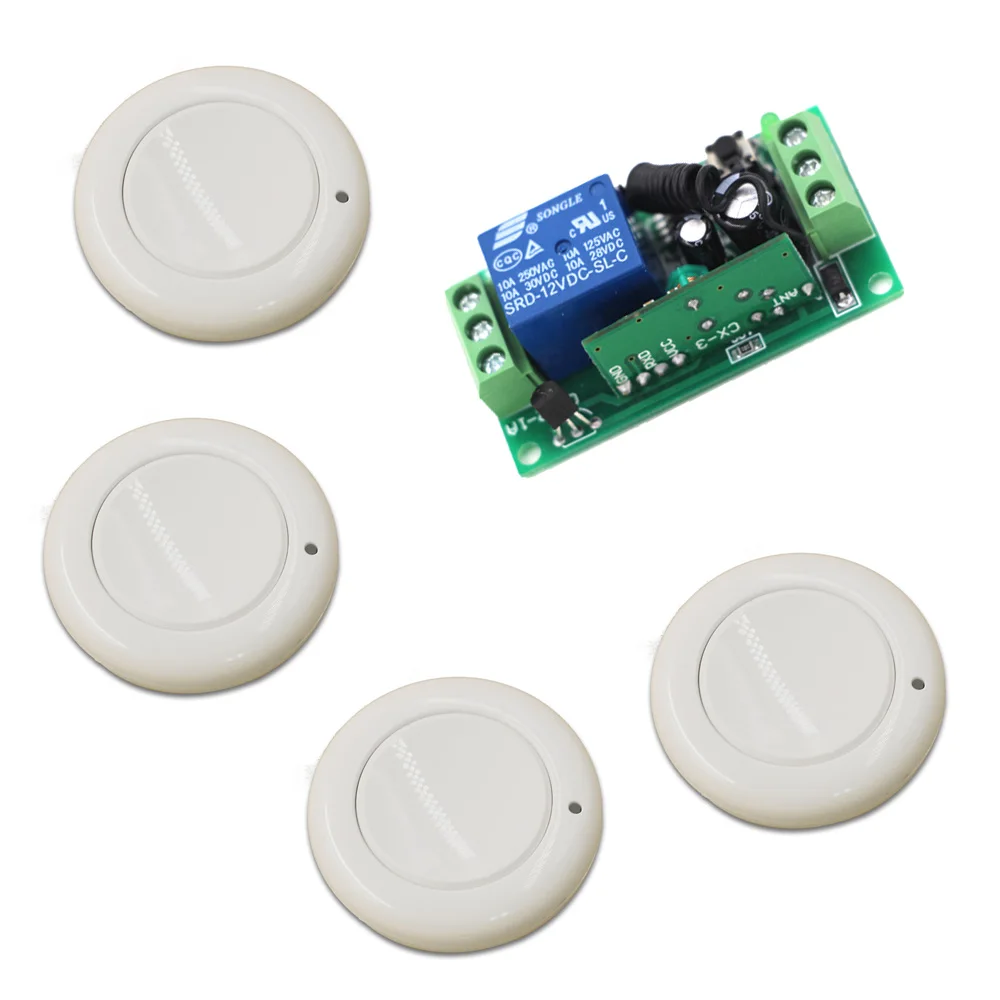24V 12V 9V DC 1CH RF Wireless Remote Control Switch System 315/433MHZ 4 Transmitter &1 Receiver Relay Receiver Smart Home Switch 24V 12V 9V DC 1CH RF Wireless Remote Control Switch System 315/433MHZ 4 Transmitter &1 Receiver Relay Receiver Smart Home Switch