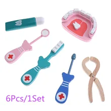 6 шт./компл. деревянная игра ToolsPaste образовательные ролевые игры игрушка для детей ролевые игры PlayToothbrsh доктор игрушка "Медсестра" Набор Косплей доктора