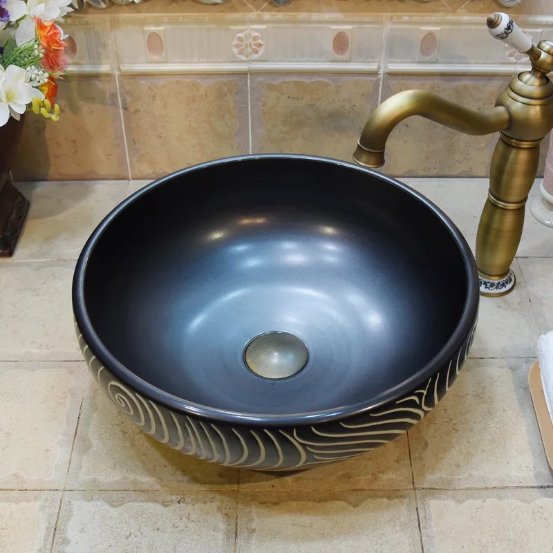 Round Counter Top Wash Basin Bathroom Sinks white porcelain sink bowl washing basin black ceramic wash basin bathroom sink (3)