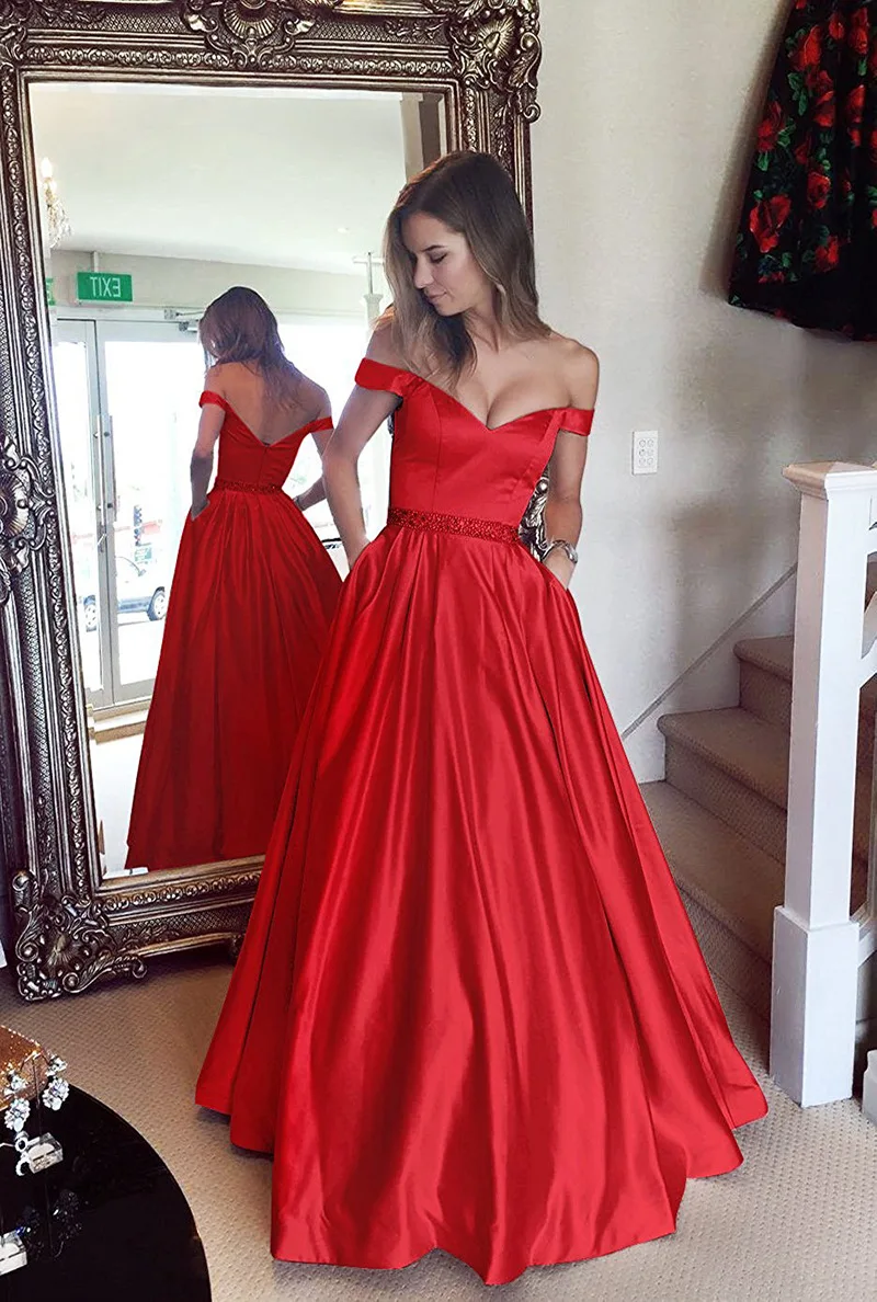 Robe de soriee красное/розовое вечернее платье с открытыми плечами сексуальное Длинное Макси Платье женское Элегантное Длинное атласное вечернее платье для выпускного вечера Vestido