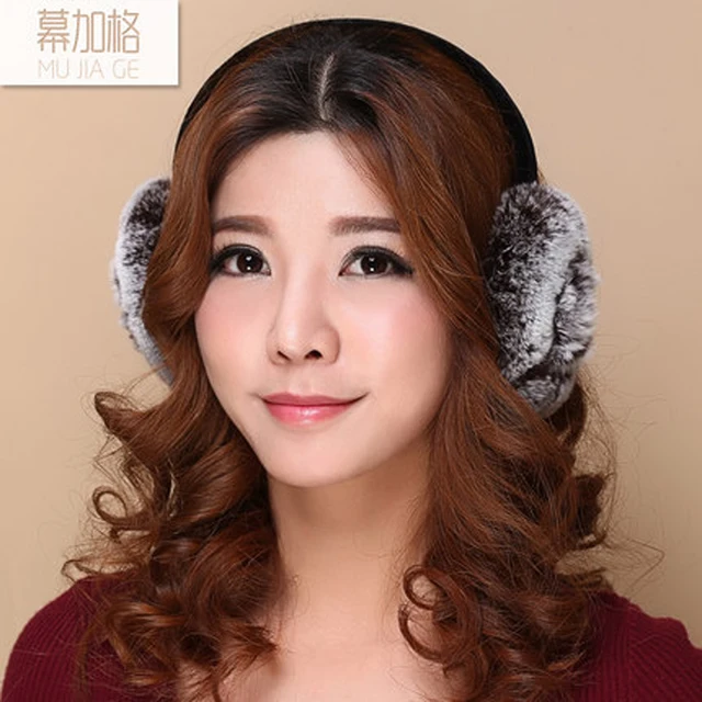 Rex rabbit fur earmuffs autumn and winter female wool earmuffs hairy ears warm wool earmuffs
