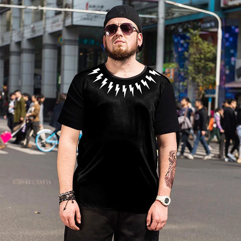 

2018 add fertilizer and fat Summer plus size large men's Lightning printing Compassionate short sleeve Printing t-shirt 5XL 6XL