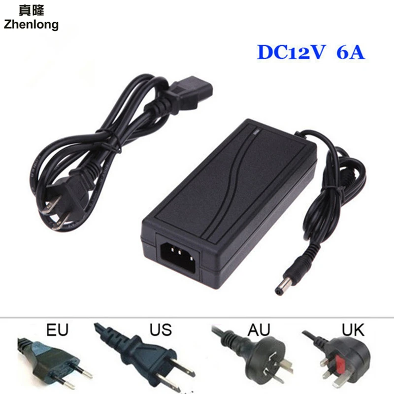 

On Sale 12V 6A Power supply EU/AU/US/UK AC/DC Power Source Charger Transformer Adapter for 3528 5050 LED Strip Light