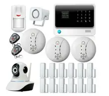 Envío libre de DHL WIFI sistema de alarma GSM con GPRS, teclado Táctil Sistema de Alarma Hogar seguro APP controlado con cámara IP, la puerta Estrecha Recordatorio