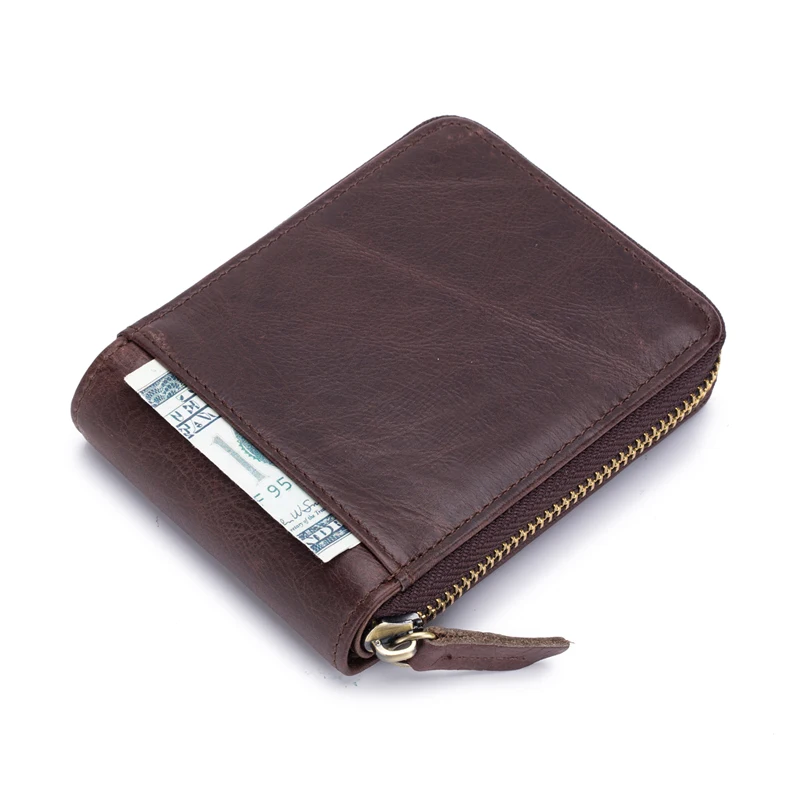 Brand Genuine Leather Men Wallets Short Coin Purse Small Retro Wallet Cowhide Leather Card Holder Pocket Purse Men Wallets 3