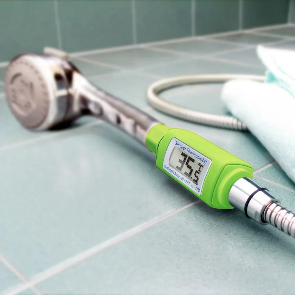 

Waterproof Digital Shower Head Water Thermometer LCD Display Standard Bathroom Shower Thermometer Plug And Play Green/Blue