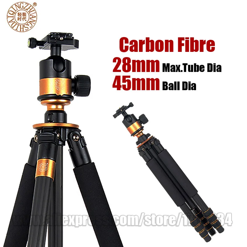 QZSD Q1000c Professional Carbon Fiber Tripod With 45mm Ball Head Stable Portable Photo Tripod Stand For DSLR SLR Video Camera qzsd q668 portable camera tripod with ball head