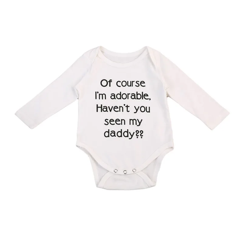 Pudcoco Newborn Infant Baby Girls Long Sleeve Jumpsuit Bodysuit  Letter Daddy One piece Baby Fashion Clothes Outfit Bodysuit