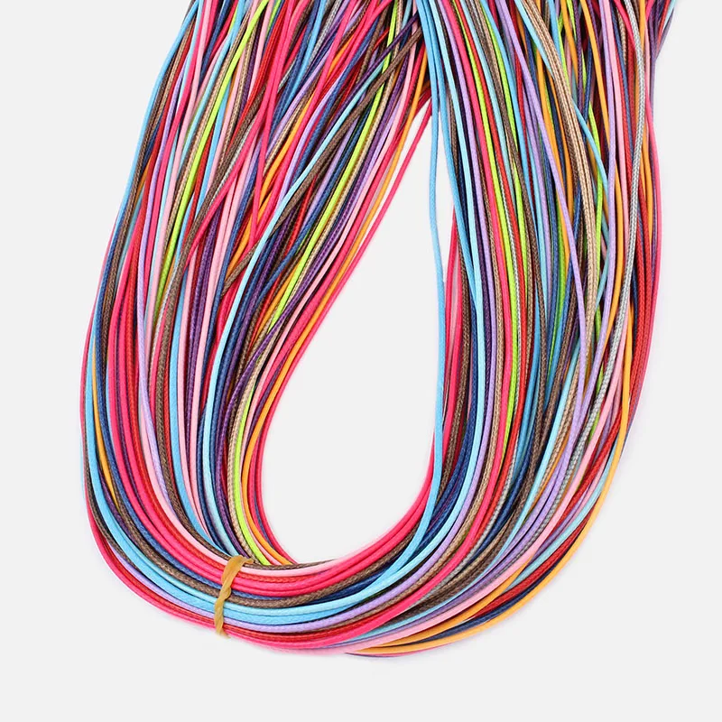 

50pcs Mixed Color/Black/Brown 1.5mm Waxed Cotton Cord Thread Rope String Necklace Cord Fit Bead Craft Lobster Clasp DIY Jewelry