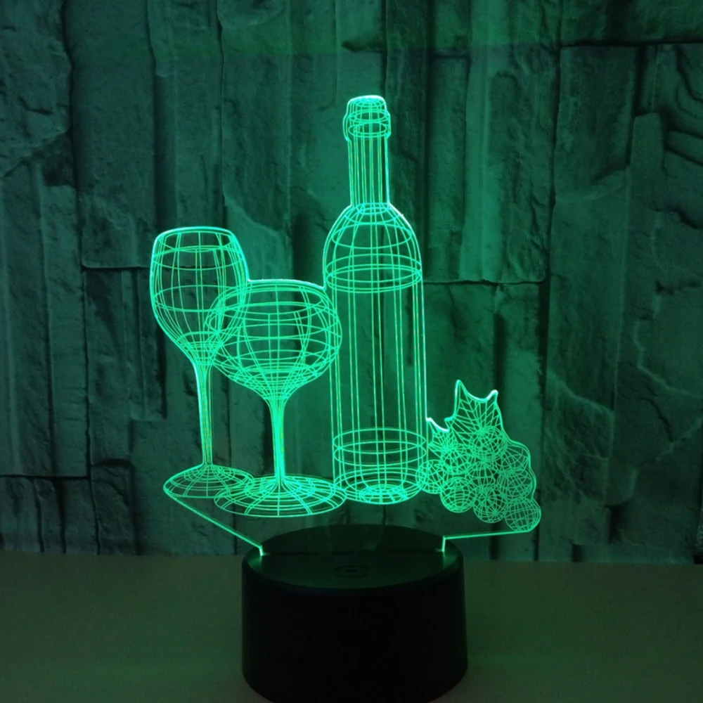 

New Wine Bottle 3d Lamp Seven Color Touch Remote Control 3d Led Visual Gift Kids Lamp Mini Usb Led Night Light
