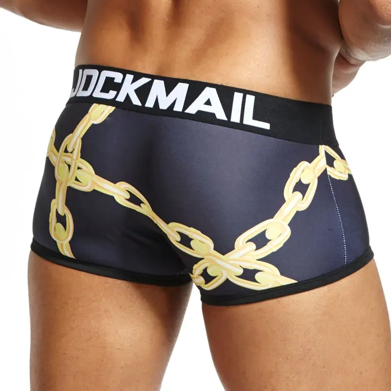 JOCKMAIL, сексуальное мужское нижнее белье, боксеры, игривое, с принтом, для геев, нижнее белье, низкая талия, дышащий, лед, шелк, мультяшный принт, мужские трусы-боксеры