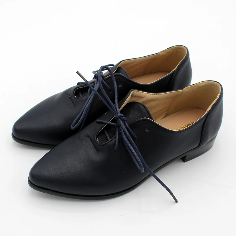 ANMAIRON/Новинка; Туфли-оксфорды на квадратном каблуке со шнуровкой в стиле ретро; модная однотонная женская обувь из искусственной кожи с острым носком; цветная классическая женская обувь на плоской подошве