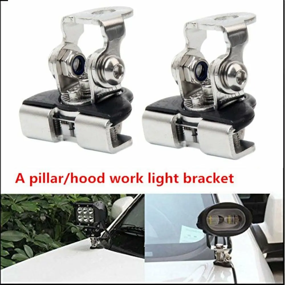 

Car Universal 2pcs A Pillar Hood LED Work Light bar Mounting Clamp Holder For SUV Offroad Q5 NF