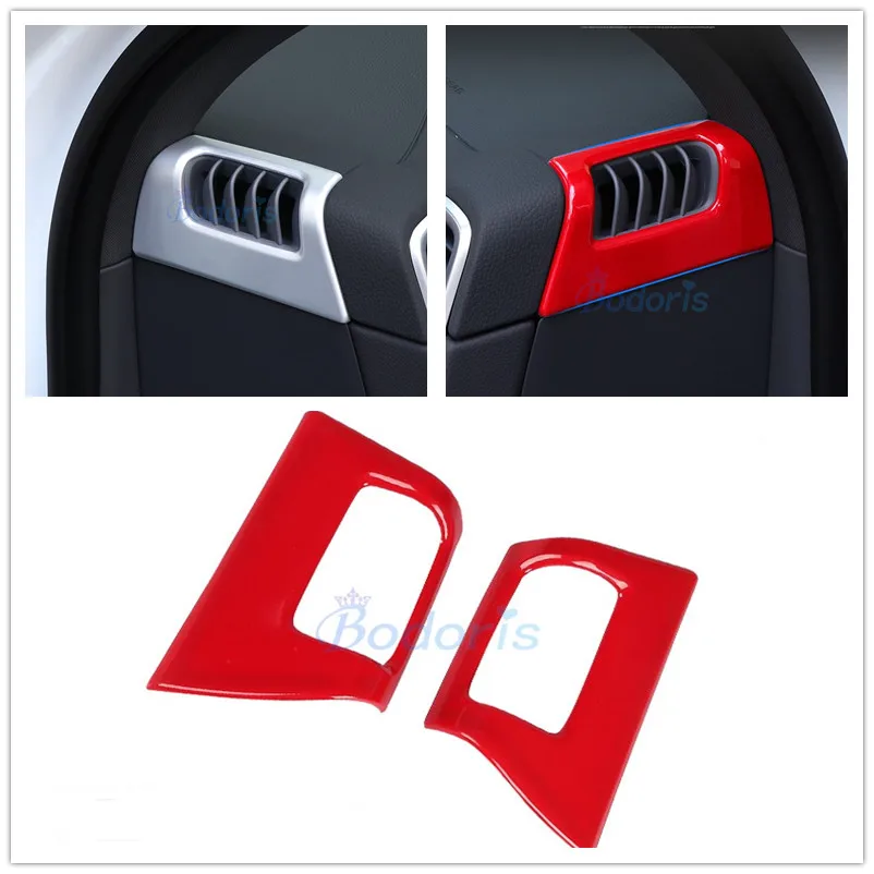 

Car Styling Dashboard Side AC Outlet Trim Air Conditioner Vent Cover Red Silver Color 2018 2019 For Porsche Cayenne Accessories