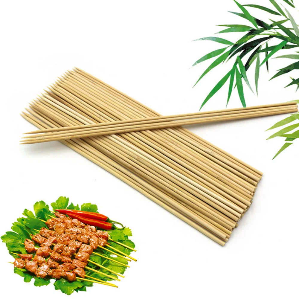 

Behogar 180pcs Disposable Bamboo Skewers Barbecue Pick Sticks with 2pcs Brushes for BBQ Barbecue Picnic Grilling Bamboo Skewers