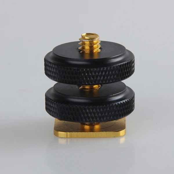 1/4 Inch Two Nut Mount Adapter For Tripod Screw And DSLR Camera gold
