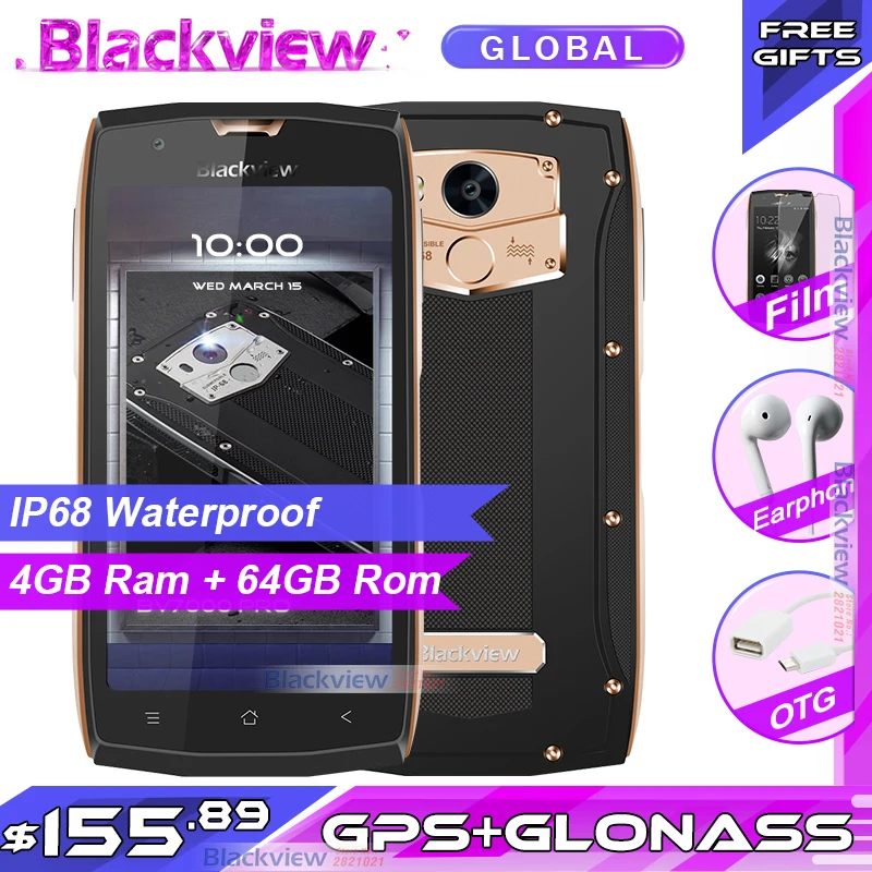 2017 Blackview BV7000 Pro мобильного телефона IP68 Водонепроницаемый MTK6750T Octa Core 5 &quotFHD 4G + 64G