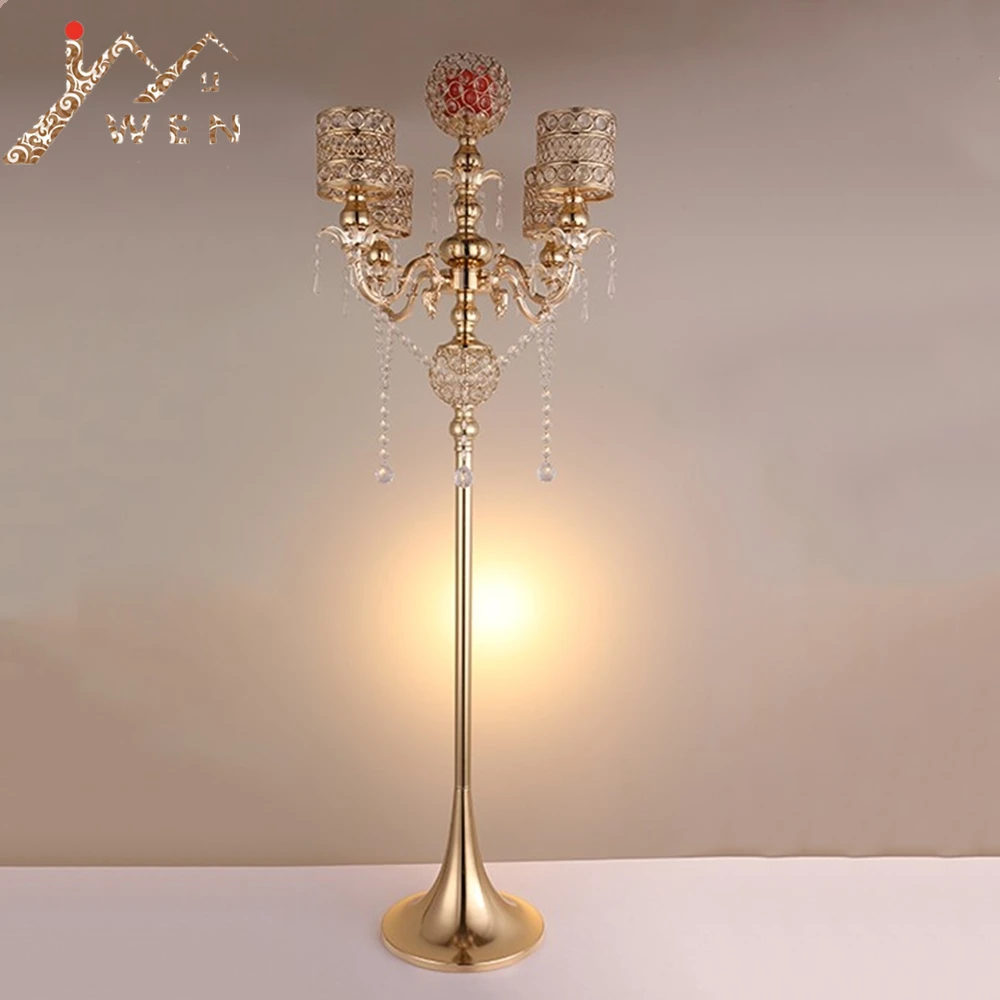 Buy 130 cm Tall 5 arms Metal Gold Candelabras With