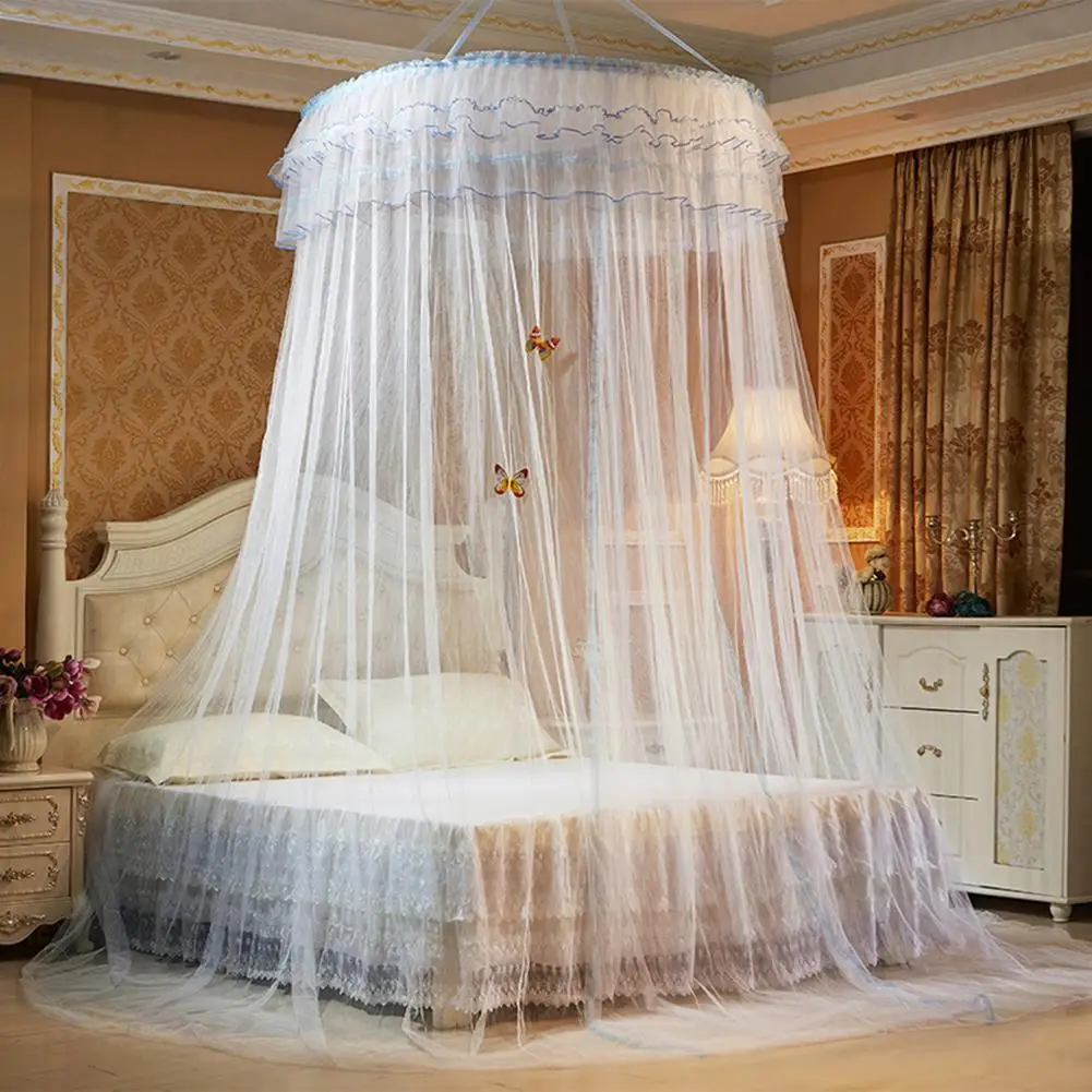 Подвесной Круглый купол москитная сетка Роскошная принцесса пасторальная кружевная кровать навес покрывало москитная сетка круглая купольная палатка - Цвет: Белый