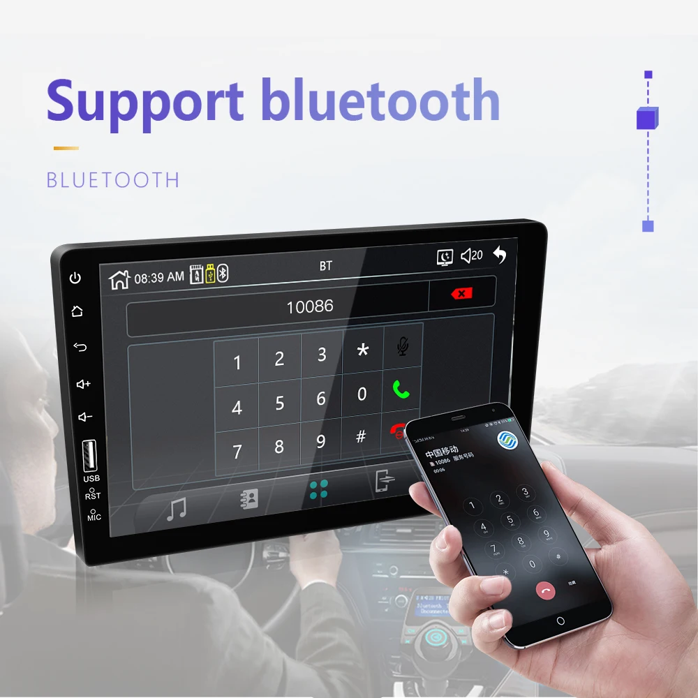 Новое встроенное зеркало для Android 9 Iphone Авто Радио дюймов сенсорный экран Bluetooth