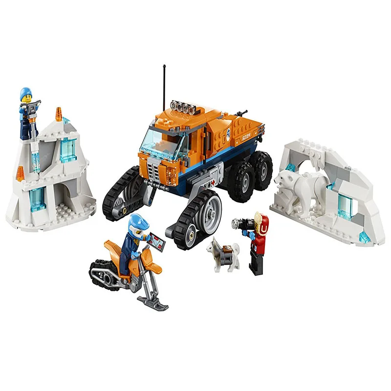

02110 Compatible Legoings City Arctic Scout Truck 60194 Block set Snow bike Ice cave Building Toy For Kids 360Pcs
