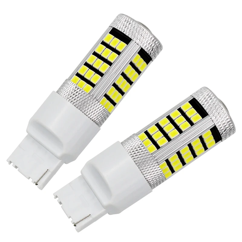 1x2 шт. T20 7440 W21W WY21W супер яркий 66 smd 2835 Светодиодный объектив Автомобильный