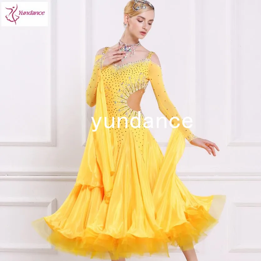 Бальное платье для танцев рождественское высококачественное бальное платье из ткани желтого B-1695