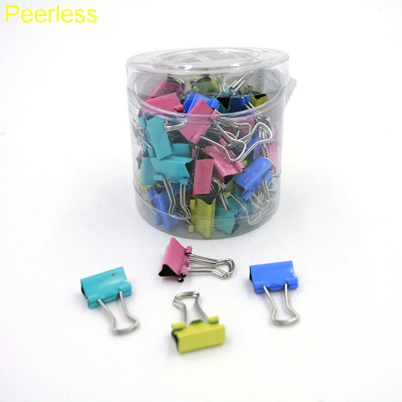 Peerless 60pcs/lot 15mm cute Colorful Metal Binder Clips Paper Clip