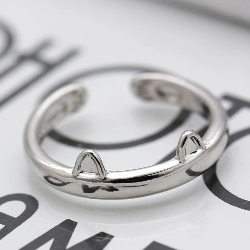 Посеребренное Открытое кольцо для женщин, девушек, романтическое, милое, кошачьи лапы, принты, регулируемое кольцо, ювелирное изделие, обручальное кольцо, подарок