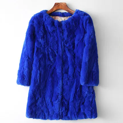Женская модная куртка средней длины из натурального шуба из натурального кролика, женская зимняя теплая верхняя одежда, жилет, Размер 88-100, обхват груди - Цвет: 6Blue
