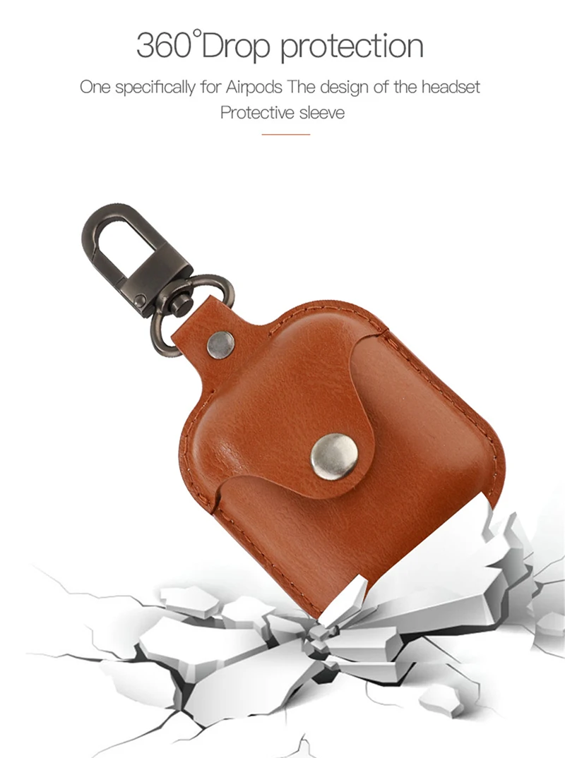 PU Leather Case For Airpods Luxury Business Earpods Box For Apple Earphone Cute Cover For Air Pods With Hook Lovely Protector (7)