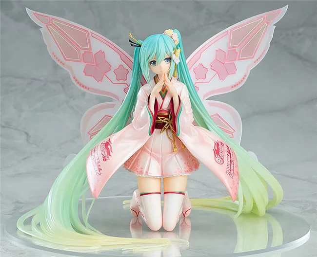 

22cm Japanese anime figure miku racing butterfly fairy tail kimono ver action figure collectible model toys for boys