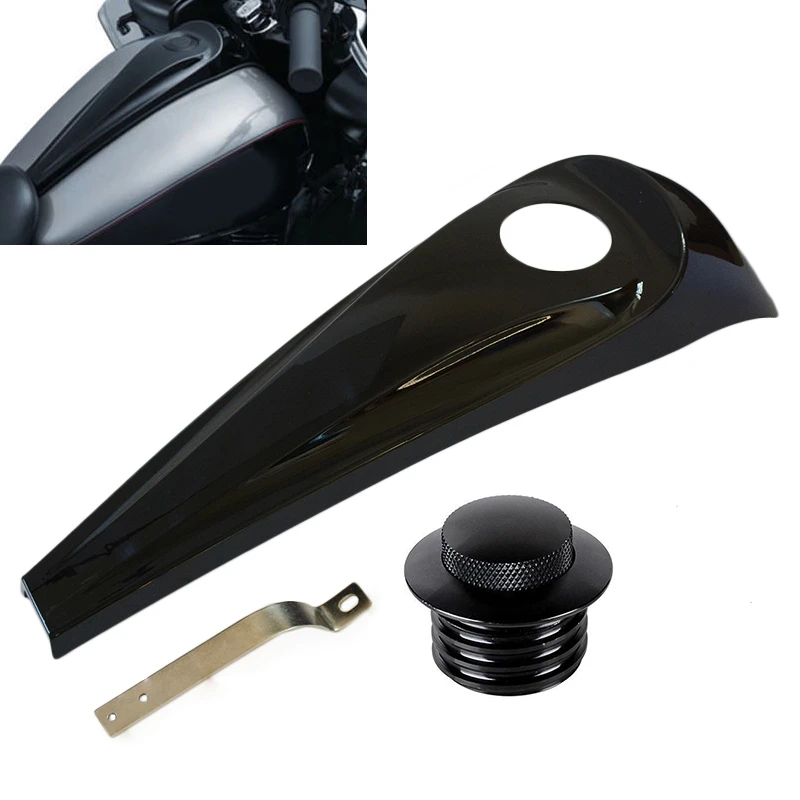 Black Dash Fuel Console+Gas Tank Cap Cover ABS For Harley Road Electra Glide