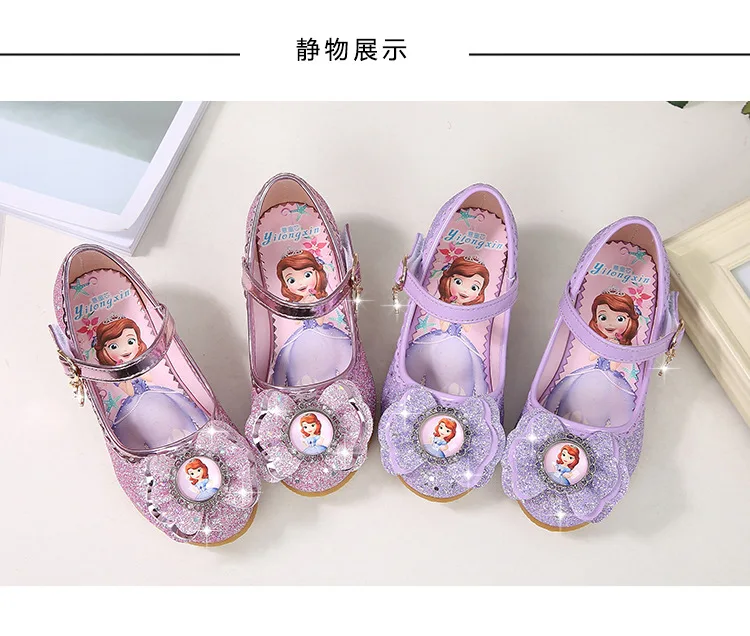 Детские кожаные сандалии; детские летние туфли принцессы Софии на высоком каблуке для девочек; Chaussure Enfants; сандалии; обувь для вечеринок