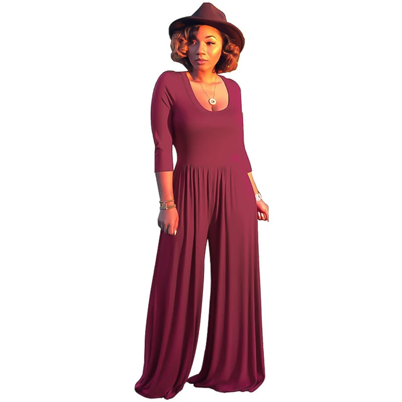 

2019 New Romper Women Casual Pants Female O-neck Long Sleeves Jumpsuit Wide Leg Pants Bodysuit Women Body Feminino Para Mulheres