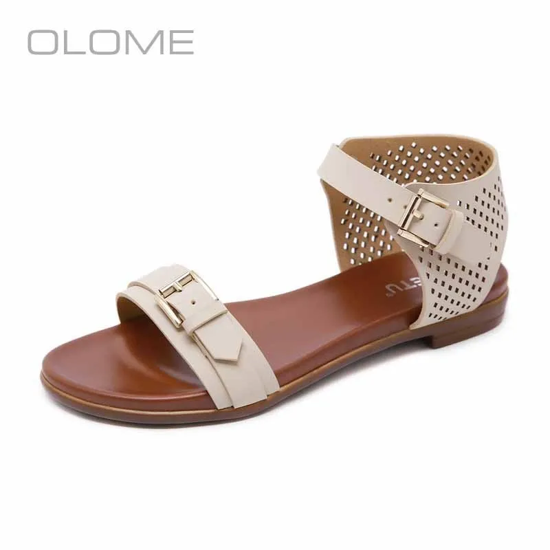 

OLOME new super fire personality Wild Rome Hollow comfortable Round head sandals women's female large size35-41