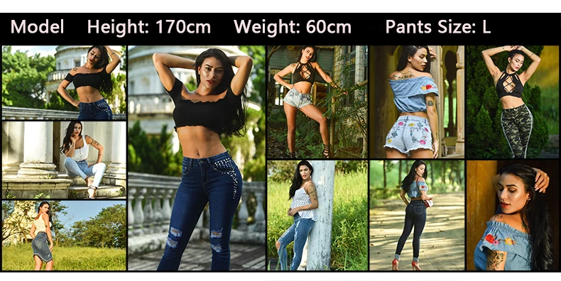European station Europe and the United States new hole pearl cat toe cowboy high waist pants feet beaded straight jeans (2)