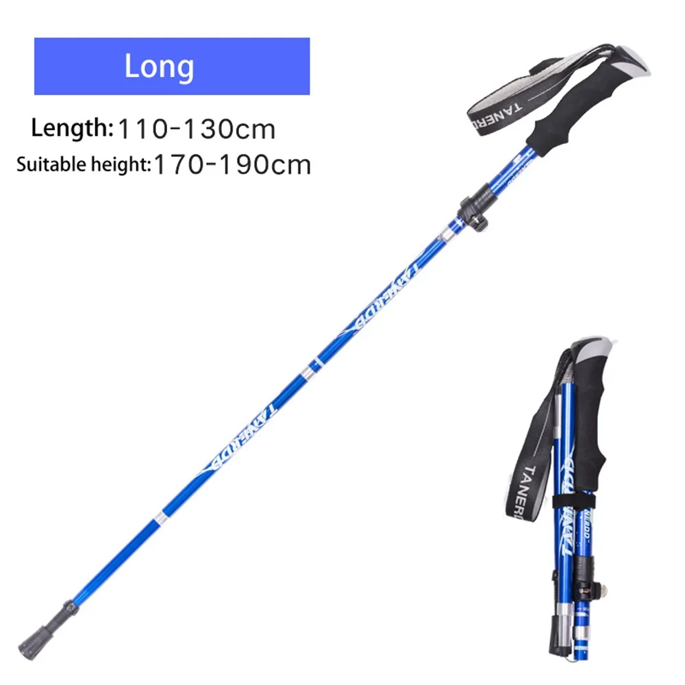 Blue 110-130CM EVA ручка 4-секционный Регулируемый трости для походы полюсов, треккинг полюса альпеншток для наружного Костыли 1 шт.-палки для скандинавской ходьбы трекинговые палки трость SES0046 - Цвет: Blue 110-130CM