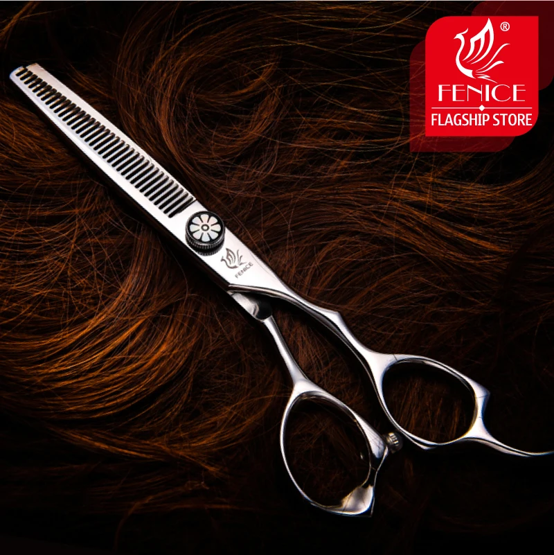 Fenice 6.0 inch blossom screw High quality JP440c hair thinning scissors for home barber shops salon styling shears