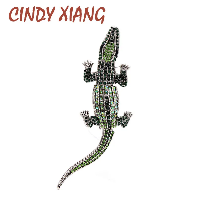 

CINDY XIANG 3 Colors Choose Rhinestone Large Crocodile Brooches For Women Vivid Aniamal Pin Vintage Moving Lizard Pin Good Gift