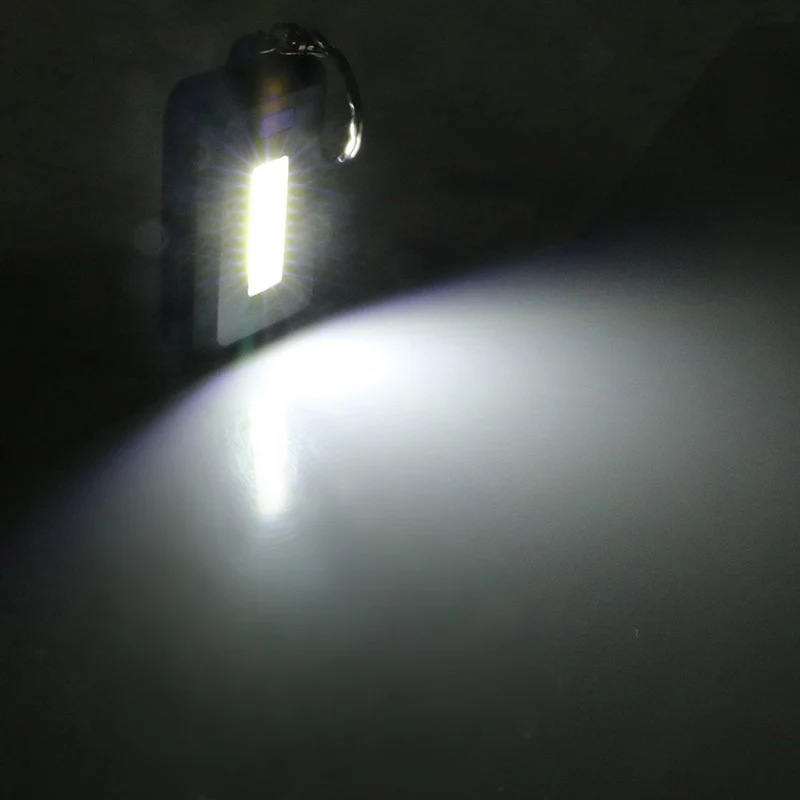 Portable Mini COB LED Flashlight KeyChain lamp Powered by 3AAA Battery For Emergency light Hiking Camping Keyring Flash Light (7)