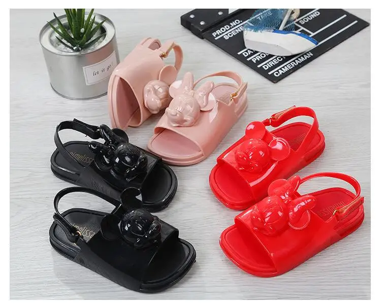 Melissa Twins Mini mouse Head; Новинка года; летняя трехмерная обувь; Новая прозрачная обувь; сандалии для девочек; нескользящие детские сандалии для малышей