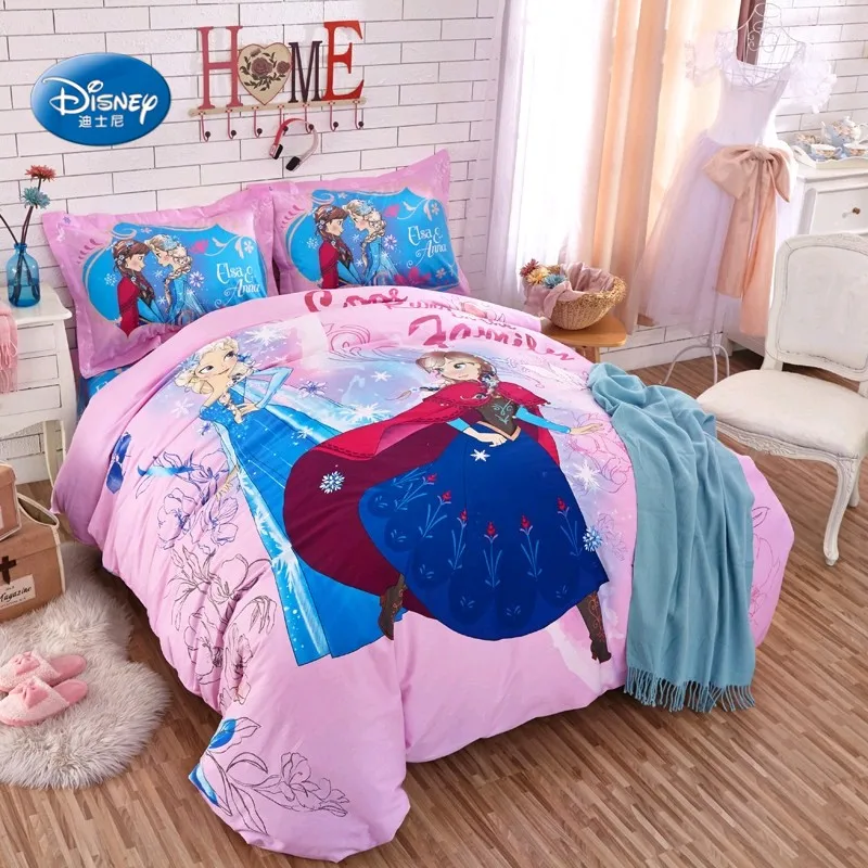Disney Elsa Anna Princess 100 Cotton Pink Duvet Cover Set Twin Double