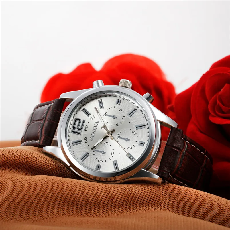 Hot sale Men Casual Checkers Faux Leather Quartz Analog Wrist WatchMen Wholesale #2AP18 (3)