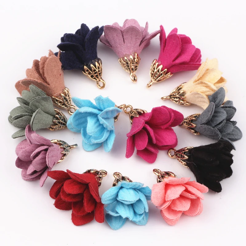 100pcs Suede Tassel For Keychain Cellphone Straps Jewelry Charms,24mm Leather Tassels With Plated Gold Metal Cap Diy Accessories