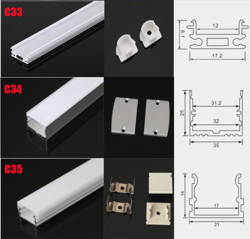 C21 5 комплектов 50 см U Форма светодиодный алюминиевый профиль Системы с диффузной крышкой наконечниками Алюминий профиль для Светодиодные ленты огни